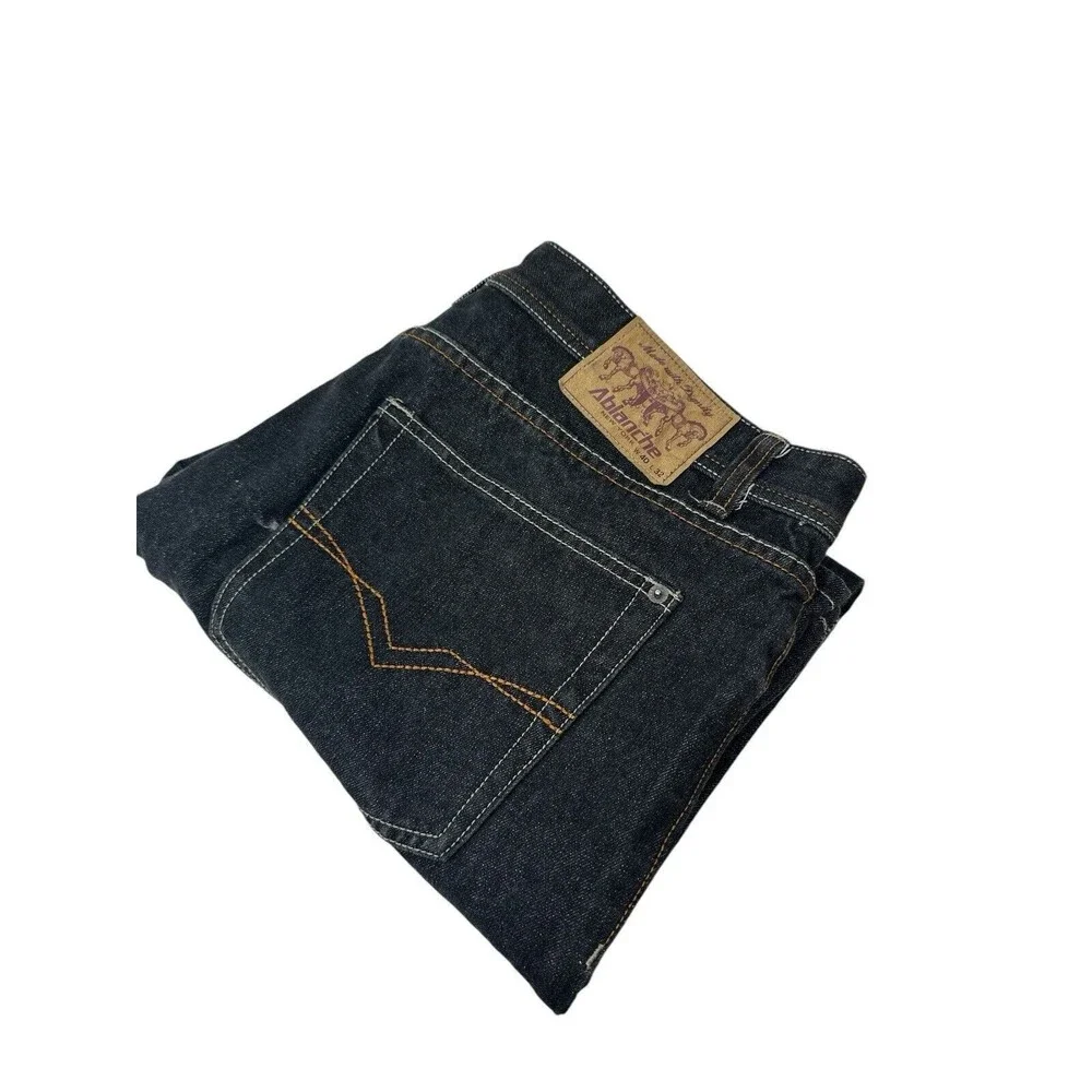 Ablanche Embellish‎ y2k Straight Cut Denim Jeans,Stone Wash Black baggy size 40